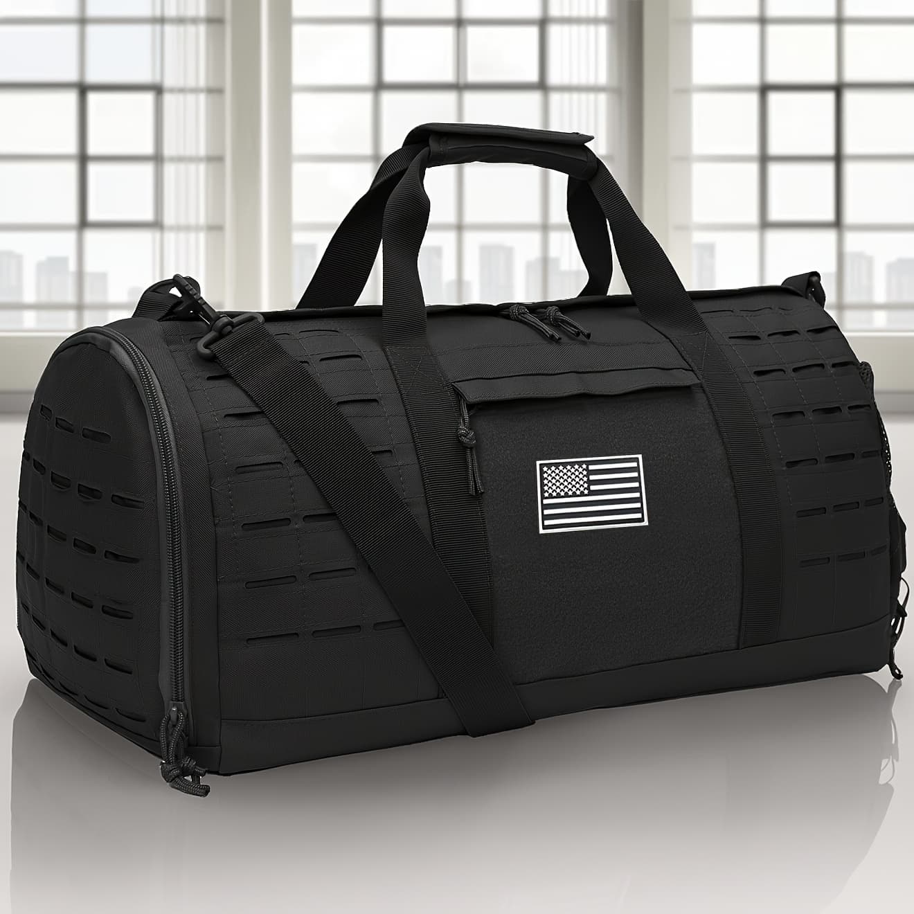 TEMU 40l Khaki Tactical Duffel Bag For Men Sport Gym Bag Fitness Tote Travel Duffel Bags Training Workout Bag With Shoe Compartment Basketball Weekender Bag