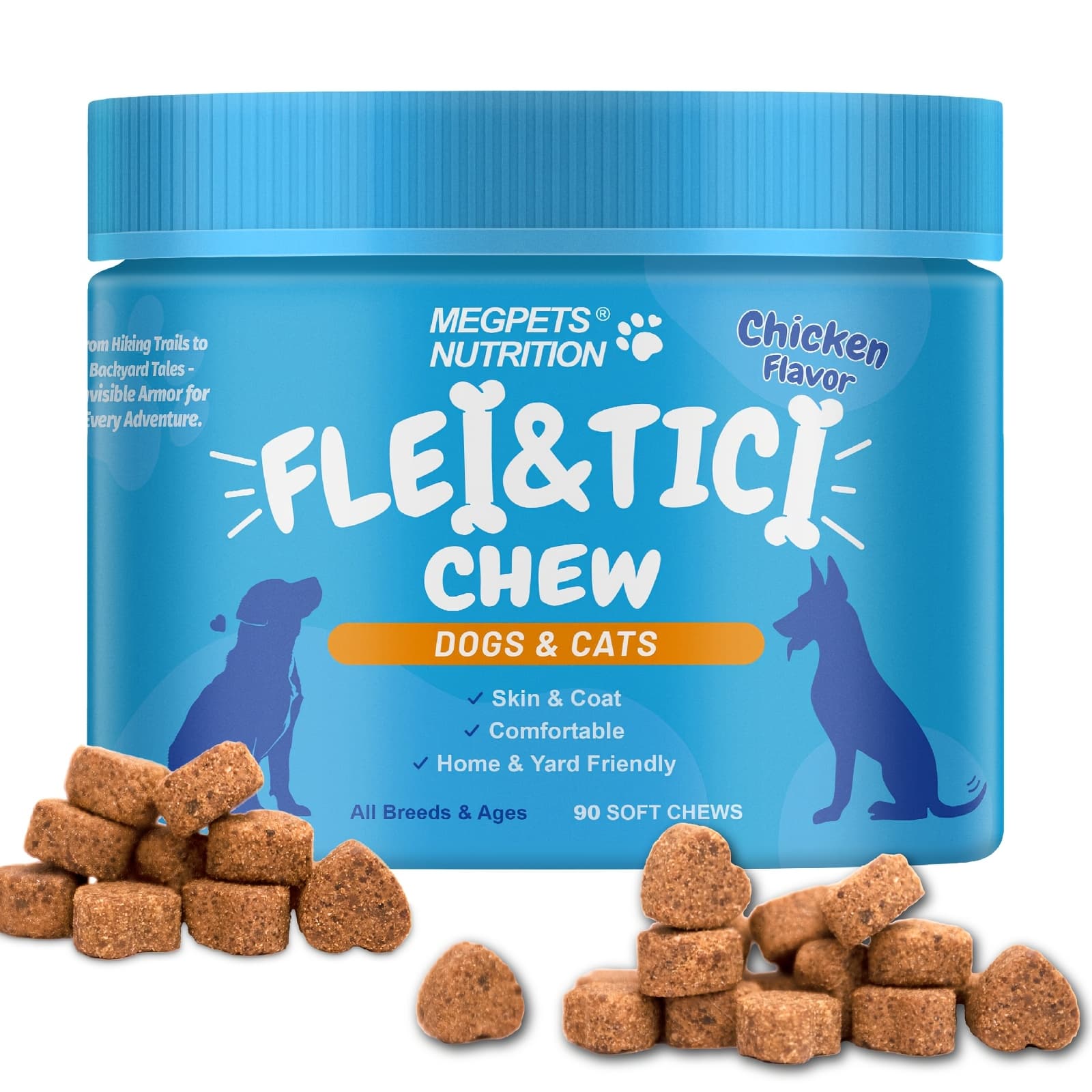 TEMU Fle & Tic Health For Dogs- Skin & Digestive Supplement- With Meal, Coriander, Yeast, All Breeds & Ages, 90 Count, Flavor