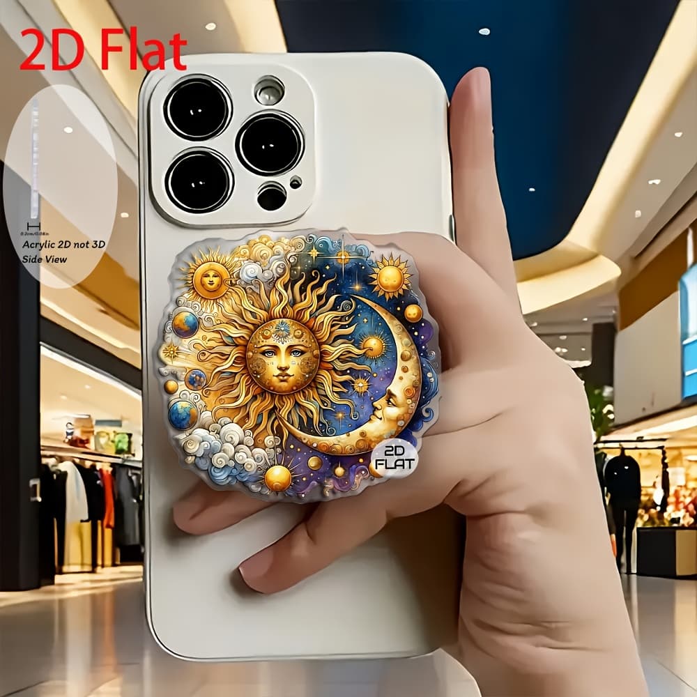 TEMU 2d Flat Fashion Pattern Acrylic Retractable Mobile Phone Holder, Pop-up Mobile Phone Holder