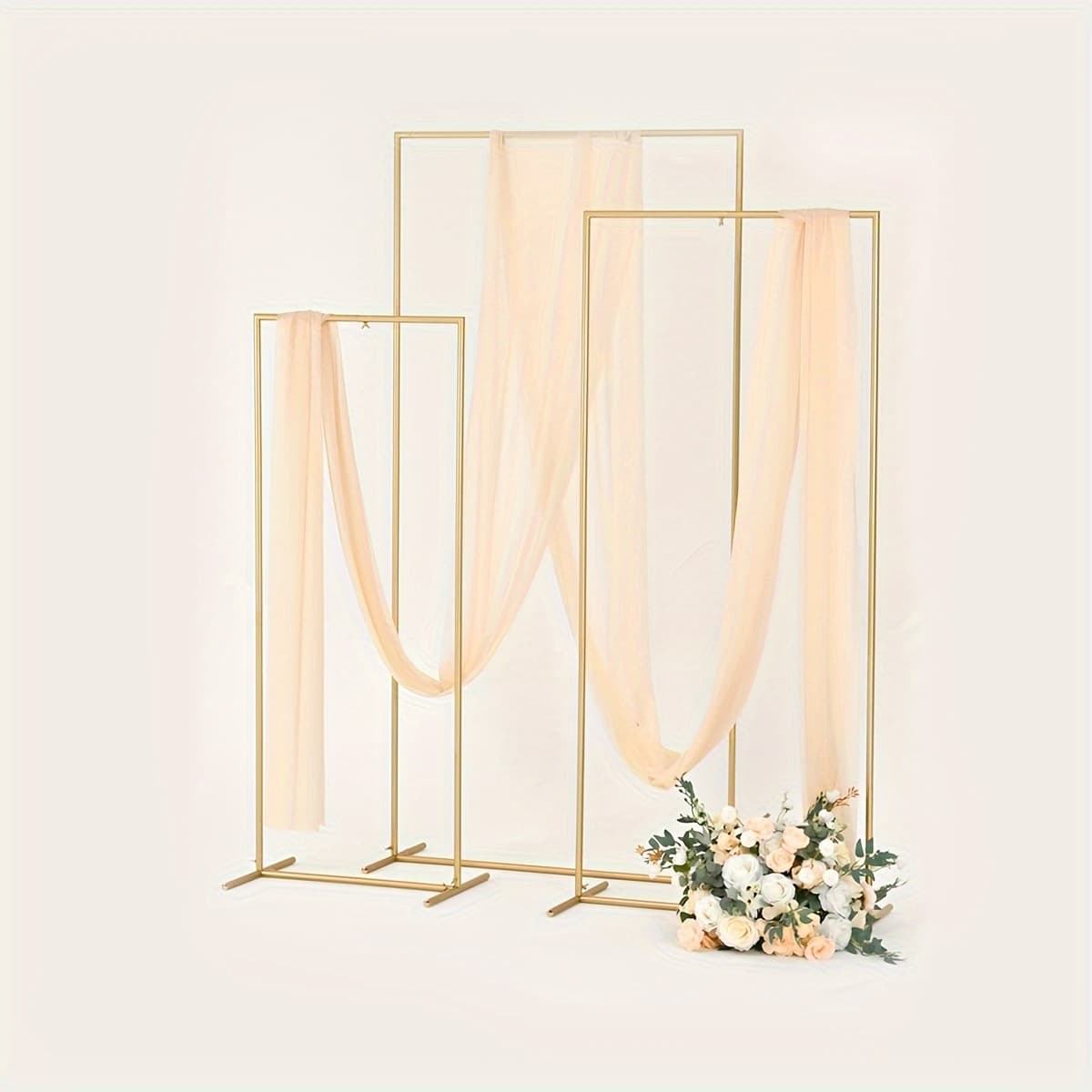 TEMU Set Of 3 Backdrop Stand (6.6ft, 5.9ft, 4.9ft) Wedding Arched Metal Frame For Parties Birthday Graduation Ceremony Anniversary Decoration