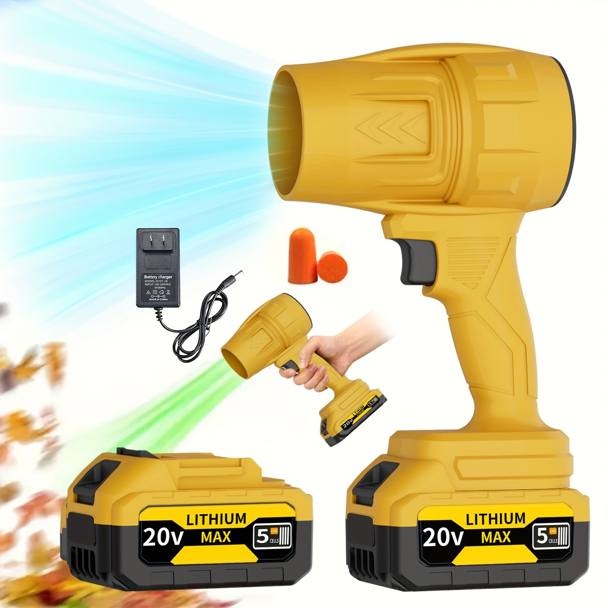 TEMU Blower, Mini Powerful Turbo Blower & Duster For Car Cleaning, With 2 Rechargeable Batteries, Handheld Snow Blower, Home Outdoor, Blow Leaves And Dust, Birthday Or Holiday Gift