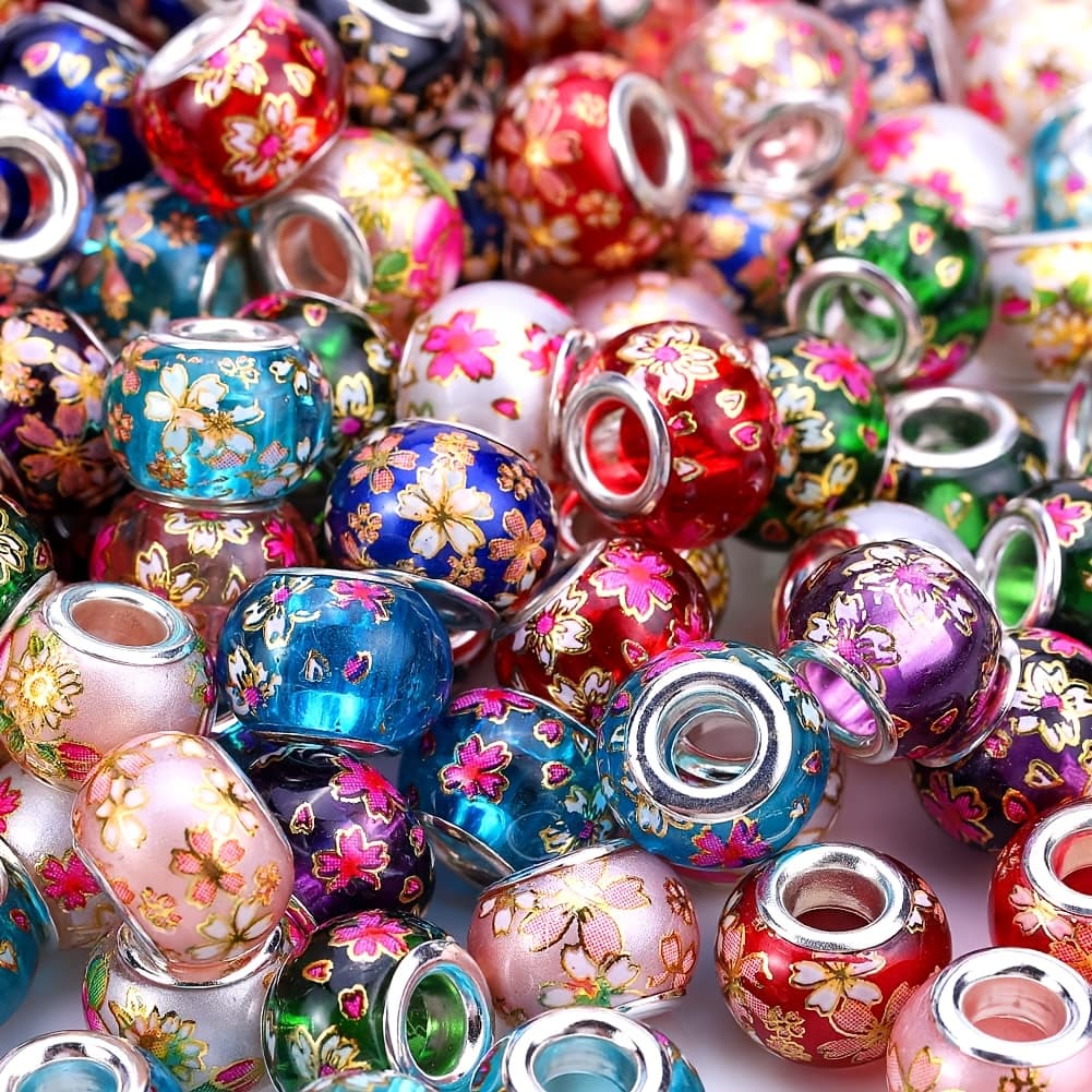 TEMU 50pcs Of Glass Material Patterned Beaded Beads, Fashionable Making, Of Uses, Very Suitable For Beginners To Use