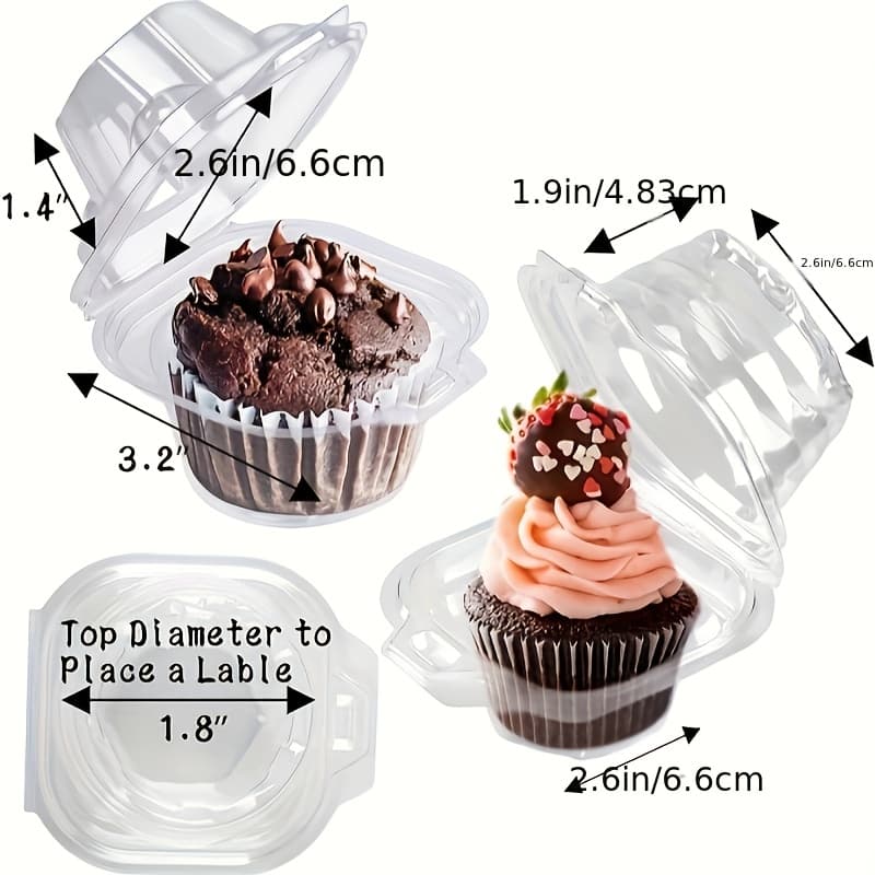 TEMU 200-pack Individual Cupcake Containers, Plastic Cupcake Boxes, Cupcake Stands, Stackable Cupcake Holders, Perfect For Family , Valentine's Day, Father's Day, , Graduation Season