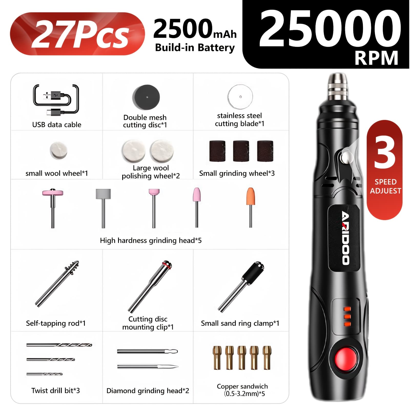 TEMU [cordless Rotary Tool] Adjuest Electric Polishing Pen Kit, 2500mah Battery & Usb Charging, Ergonomic Grip & , Electric Polisher/grinder/drill For Crafts, Wood, Metal, Plastic. Idea Gift For Men