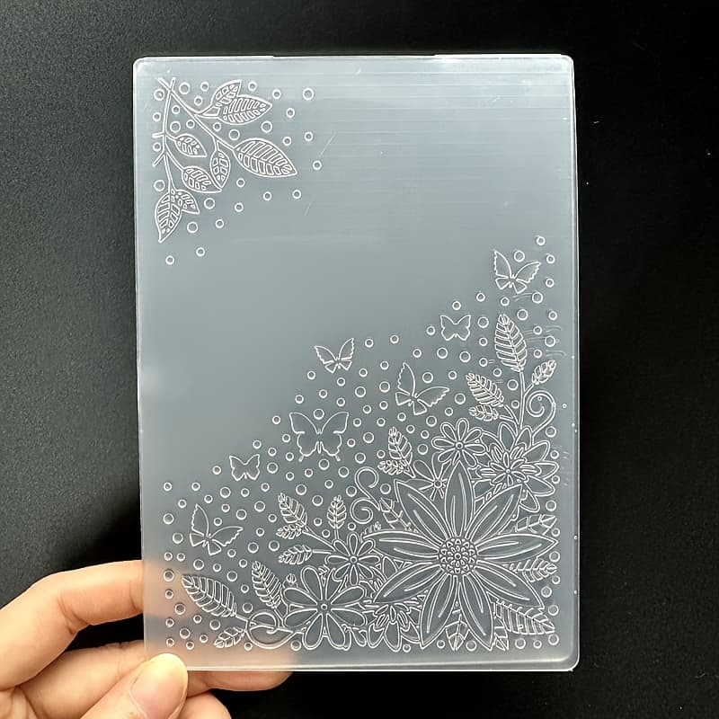 TEMU Christmas-themed Lace Border Corner Pattern Plastic Embossing Template - 3d Embossed Card, Perfect For Occasions And For Making Cards, Scrapbooks, Gift Tags, And More