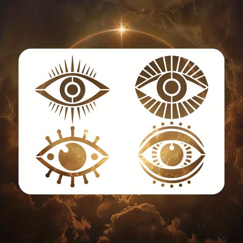 TEMU 1pc Eye Painting Stencils That Are Sturdy And User-friendly - Reusable Plastic Templates Are Perfect For Fabric, Paper, And Spray Painting Graffiti, Measuring 11.69 By 8.27 Inches