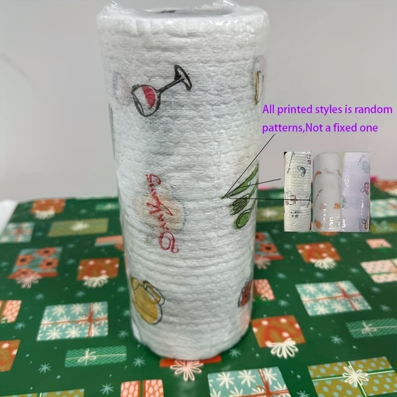 TEMU 1 Roll Of 100 Reusable Kitchen Towels (patterns Are Printed - Microfiber, Suitable For Multiple Uses Such As , For Parties, And Outdoors)