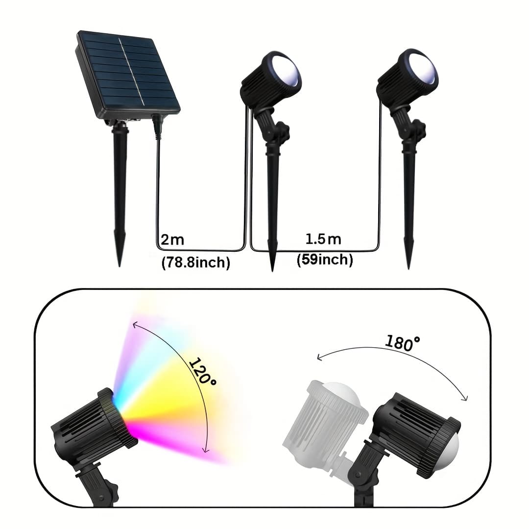 TEMU Solar Spotlights Outdoor: Rgbw Christmas Spot Light-ip65 - Remote Control 16 Color Changing Led Landscape Spotights For Yard Garden Decor