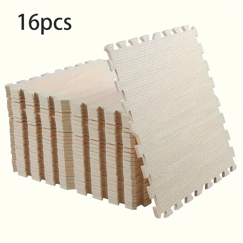TEMU 16pcs Interlocking Eva Foam Exercise Tiles, 1cm Thick, Non-slip, For Home Gym, Workouts, And Play Areas