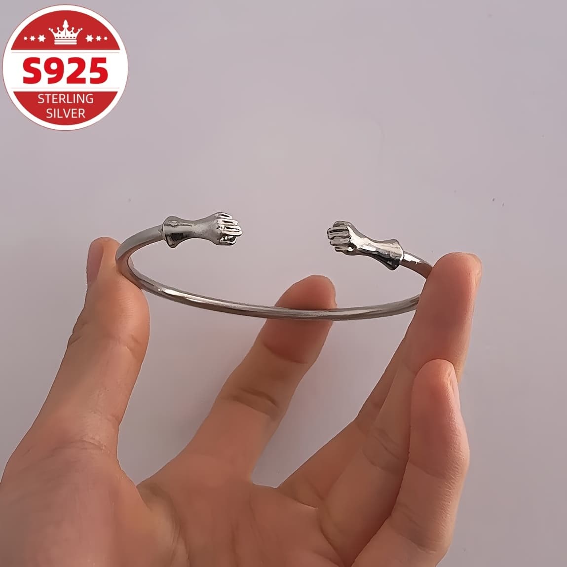 TEMU S925 Sterling Silvery Exaggerated Opening Bracelet, Fashionable Boxer Bracelet, Men's And Women's Jewelry, Essential For, Perfect Gift For Valentine's Day, , And New Year