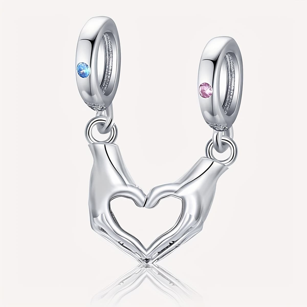 TEMU A 925 Silver Plated Couple Heart Pendant Suitable For Bracelets, Bangles, And Necklaces, Perfect As A Jewelry Making Accessory For Valentine's Day Or Gifts For Women