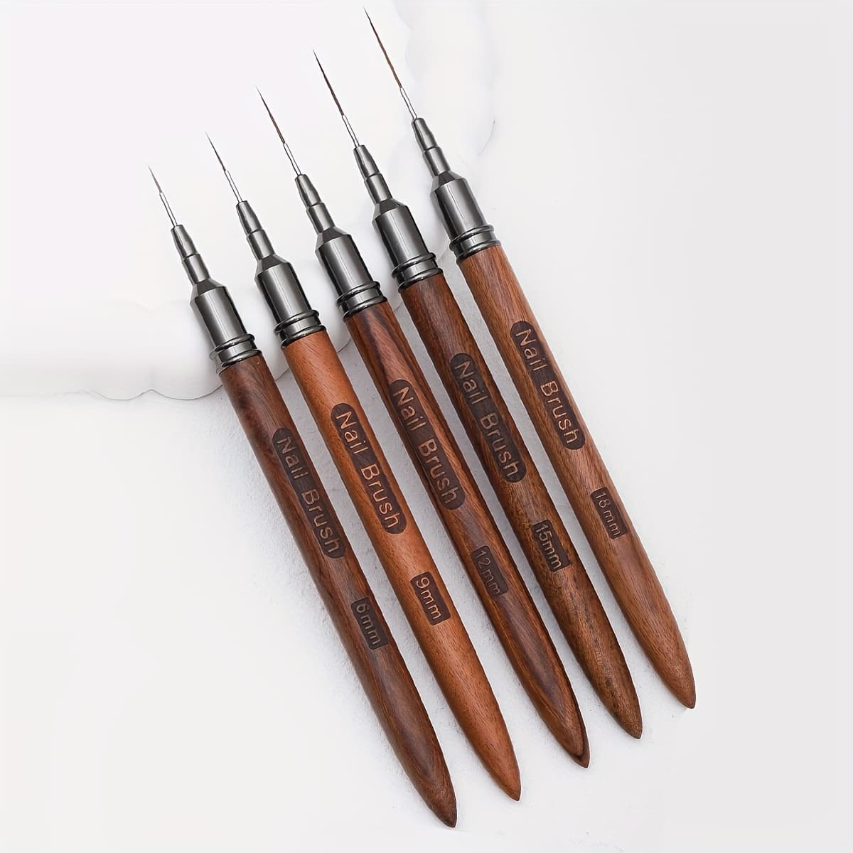 TEMU 5pcs Set Of Nail Brushes With Caps, Nail Painting Brushes, Premium Threaded , Suitable For Professional Nail Art, Nail Supplies
