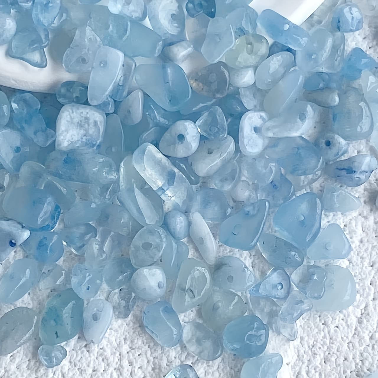 TEMU 0.7oz/pack Natural Aquamarine Chip Beads 6-8mm - Irregular Shaped Gemstone Pieces For Jewelry Making, Bracelets & Necklaces Craft Supplies