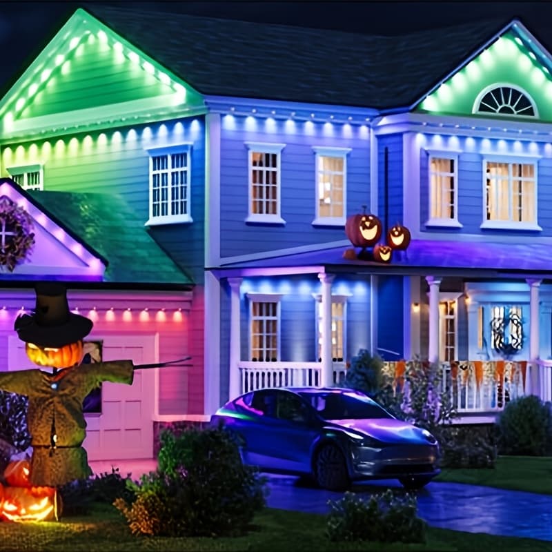 TEMU 300ft/200ft/100ft Lights, Smart Rgb Eave Light With App/remote Control, Scene , Music Synchronization, For Halloween, Christmas, Party, Holiday Decor