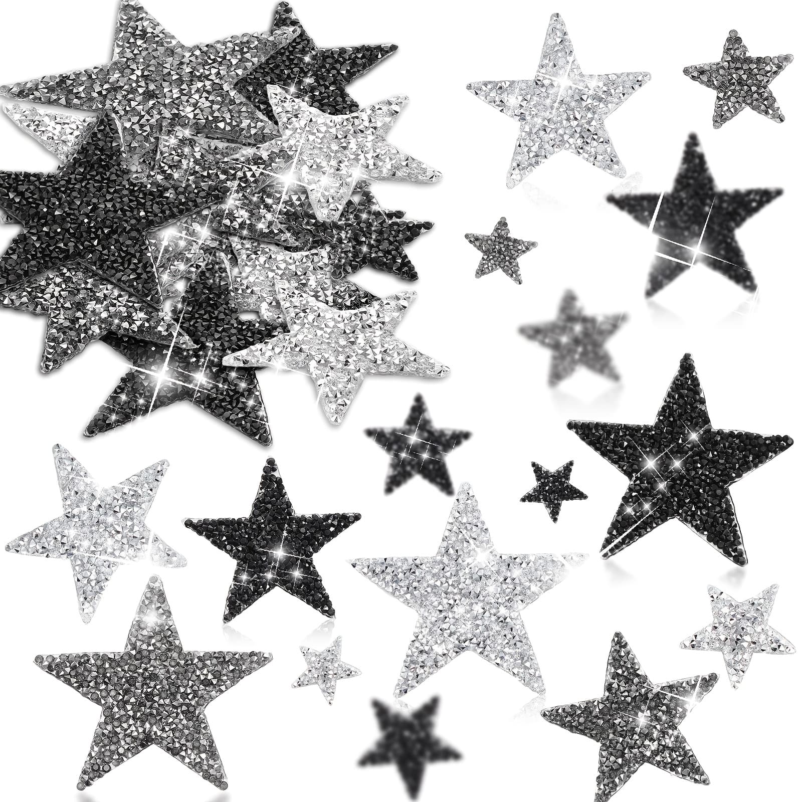 TEMU 60pcs Iron Patches Star Shape Appliques Adhesive Patches Appliques Embellishments Patches For Diy (black Graymixed Size)