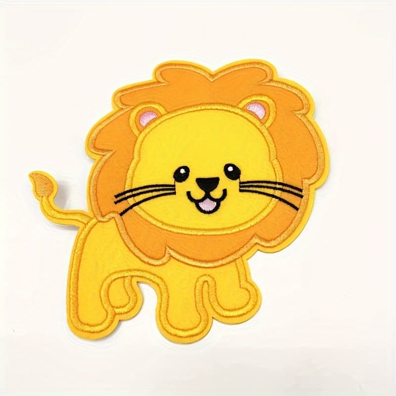 TEMU 1pc Cute Lion Embroidery Patch Stickable Sewing Patch Suitable For Bullpants Jacket Clothing Bag Hat Decorative Patch