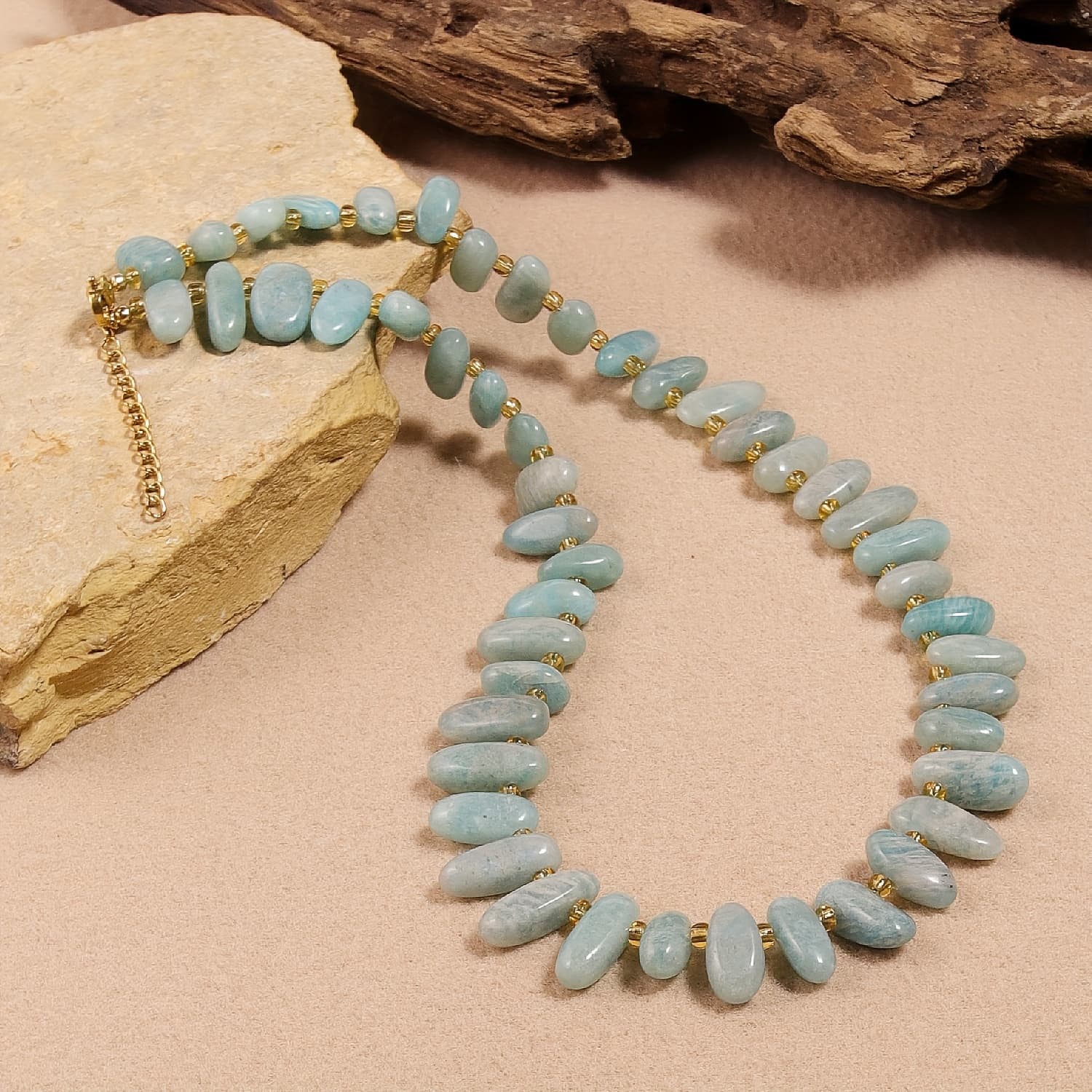 TEMU Irregular Amazonite Chip Stone Necklace, Light Blue, , Suitable For Men And Women, Applicable In All , Perfect For Any Daily Occasion/ Used As A Light - Luxury Gift