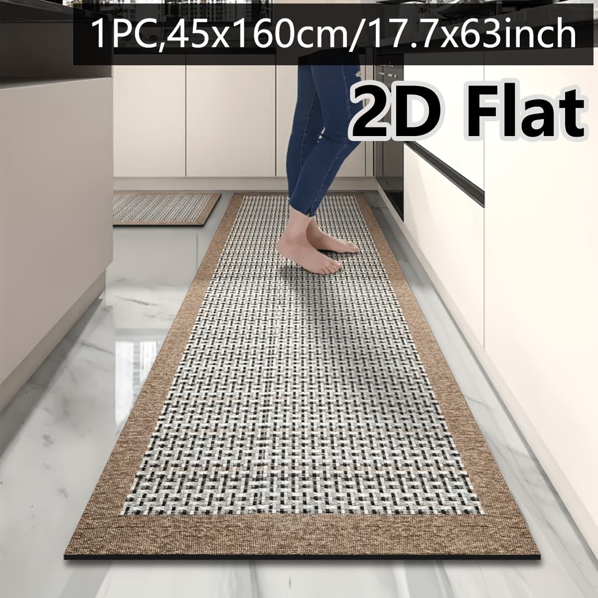TEMU 2d Flat Minimalist Long Strip Kitchen Diatomaceous Earth Absorbent Mat Restaurant Anti-slip Mat Thickened Bathroom Mat Doormat