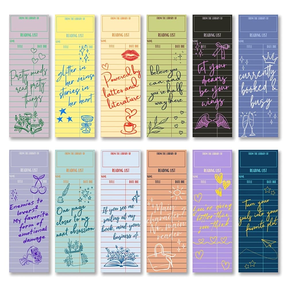 TEMU 24pcs Library Card Reading Trackers - Colorful Book Lover Quote Page Tags For Book Lovers, Gift And Book Club Fans
