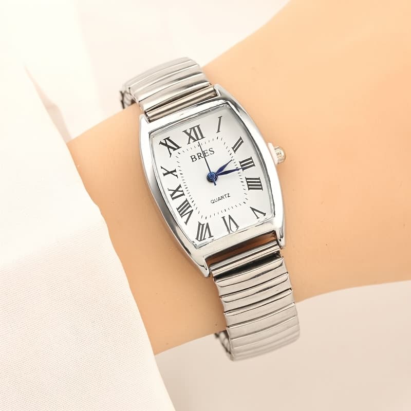 TEMU A New -shaped Elastic Band Watch, An Exquisite Female Style With A Roman Dial, Is Clear, Fashionable And Trendy. 1pc