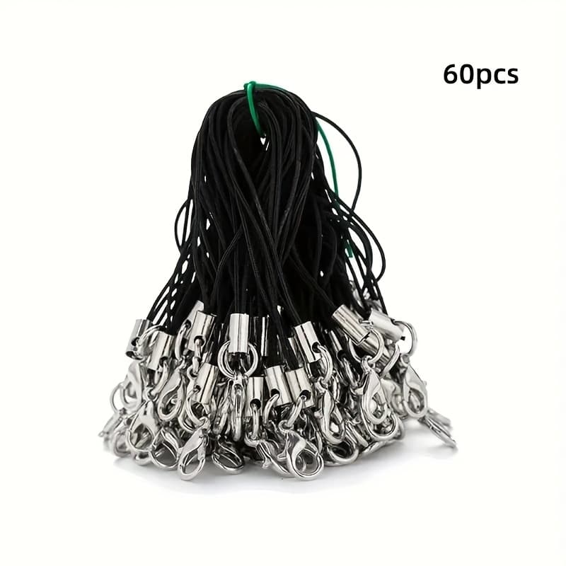 TEMU 60pcs Of Lobster Clasp Lanyard Straps, Mobile Cords, Charm Nylon Key Ring Chains For Keyring Jewelry Crafting Additions