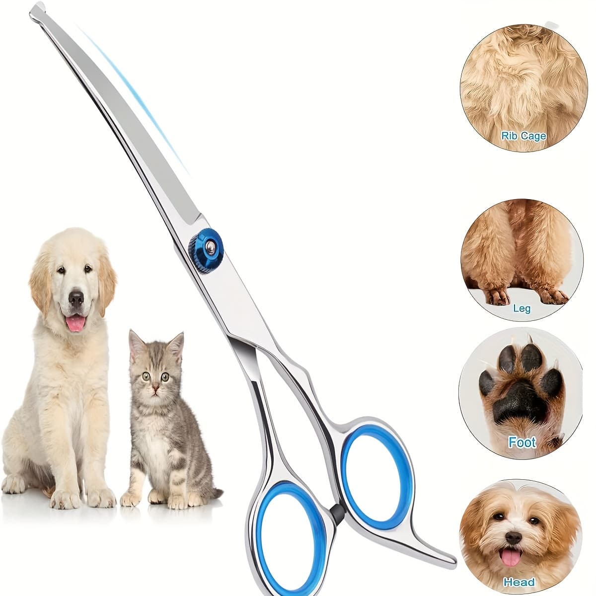 TEMU Grooming Scissors Set - Safety Round Tip, Stainless Steel Shears For