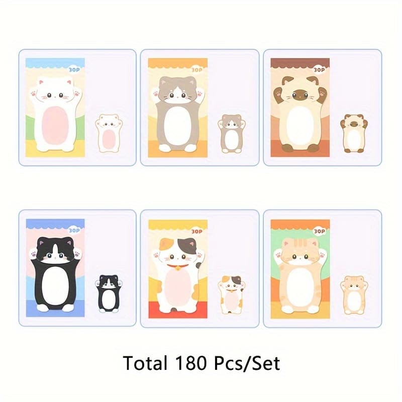 TEMU 180pcs Lovely Cat Style Sticky Notes Mini Memo Pad