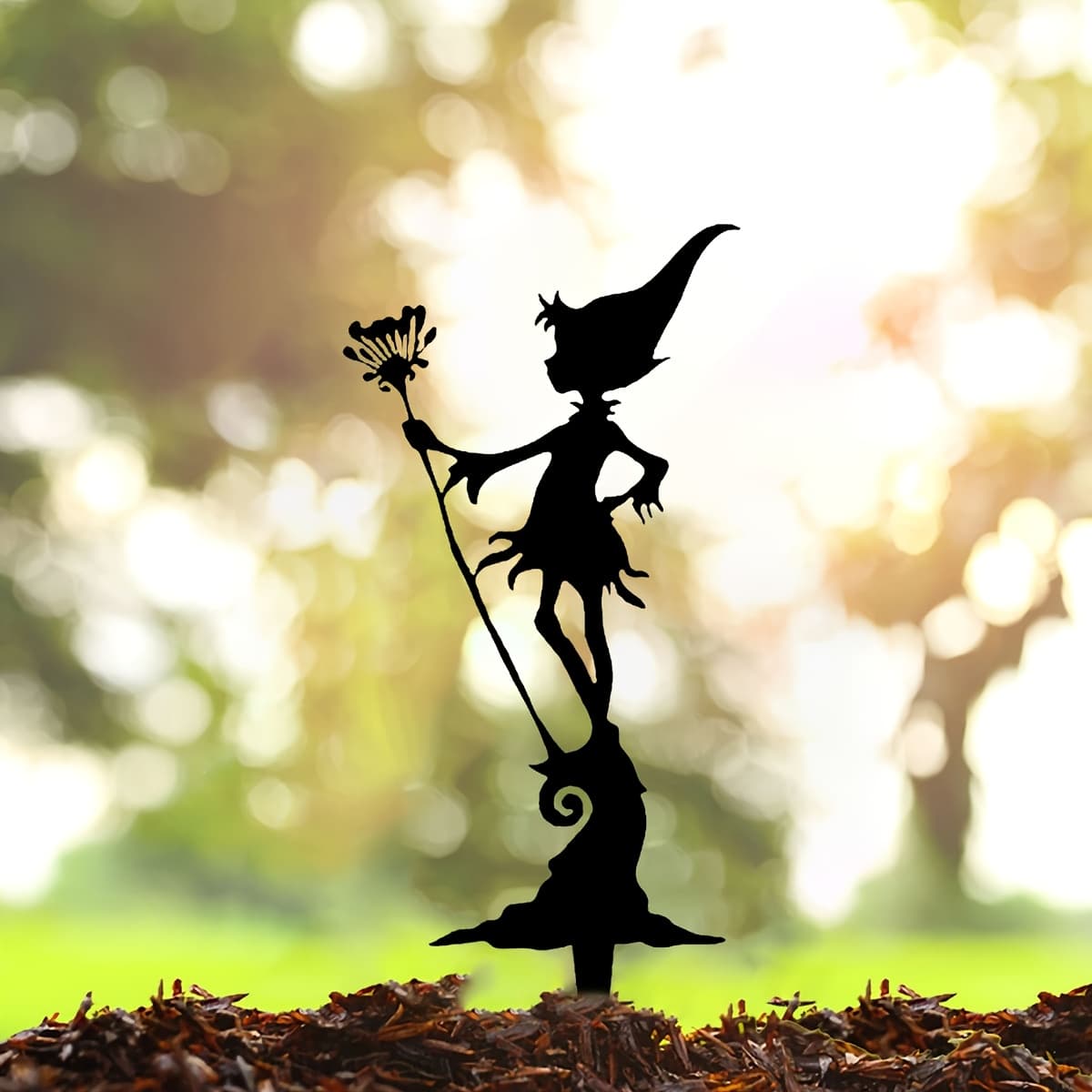 TEMU A Rusted Fairy Decorative Stake, Vintage Art Outdoor Decor, Perfect For Gardens, Flower Beds, Lawns, And Patios - Adds A Touch Of And Landscape Charm, Metal Garden Decoration
