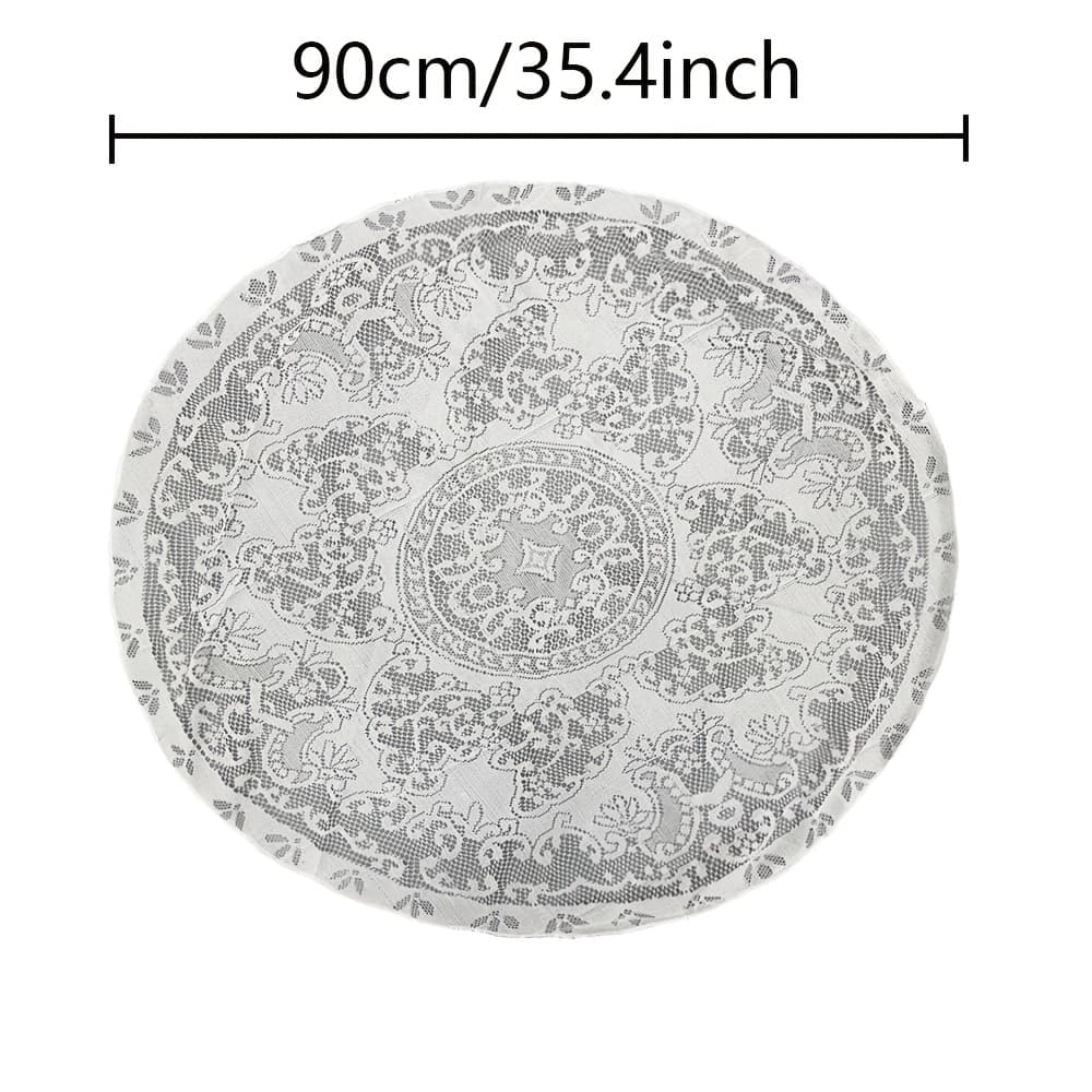 TEMU Elegant Lace Tablecloth With - Round Polyester Table Cover For Dining And Coffee Tables, Perfect For Holiday , Weddings, And Home Decor, Table Decorations