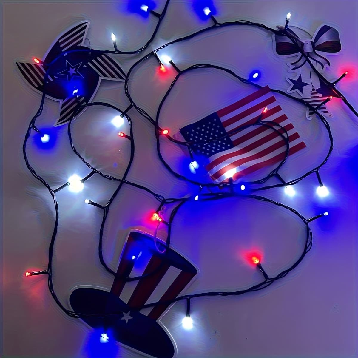 TEMU 1 Pack 160 Feet Solar String Lights - Ip65 Outdoor Holiday Decorations, For 4th Of, Christmas, Patriotic Porch And Home Decor, Durable Plastic, For Event Planners