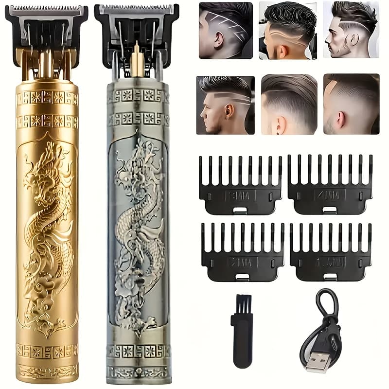 TEMU Professional Men's Beard Trimmer - Rechargeable Lithium Battery, Abs Plastic Body, Usb Charging, Includes Limit Comb, Hair Care Accessory | Care | Durable Hair Care, Hair Trimmers