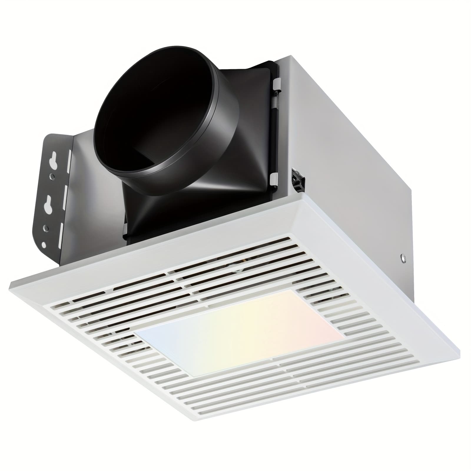 TEMU Bathroom Exhaust Fan With Light | 110 Cfm 1.0 , No Attic Access Needed, Ceiling Or Wall Mount, 7.68 X 9.25 Inch, 35w, Led Light 3cct Adjustable , White, Iron Material, Manual Control