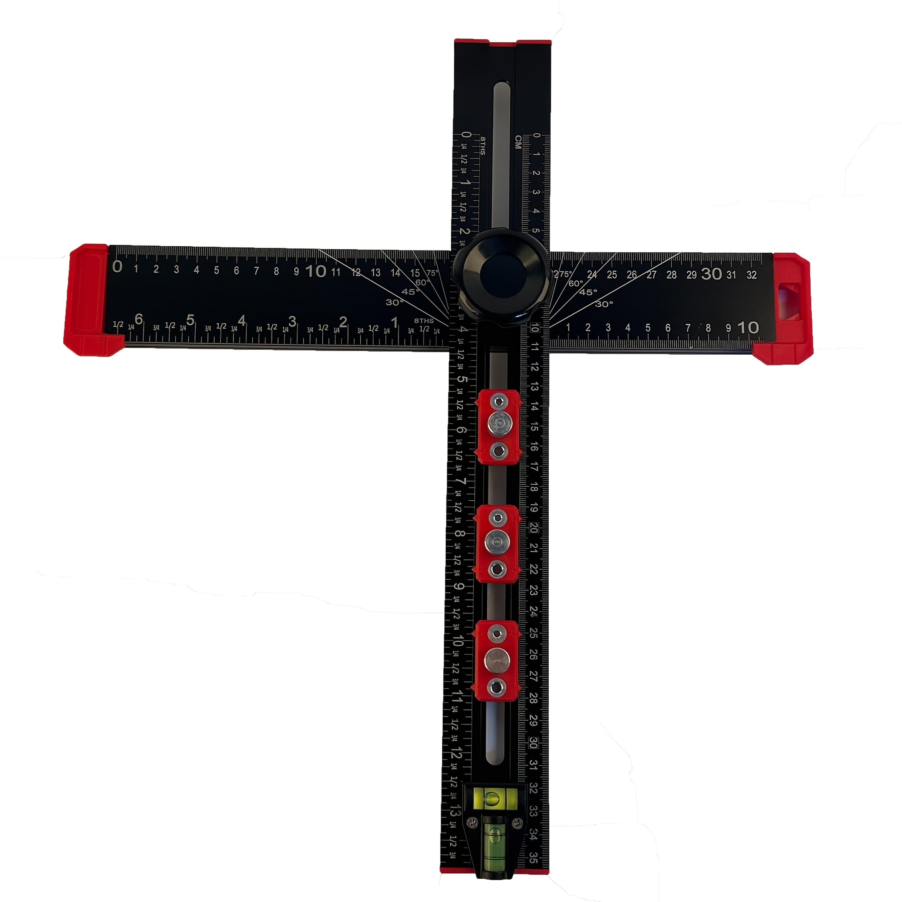 TEMU 1pc 2-in-1 Drilling Positioning Ruler Combination Angle Ruler T-shaped Ruler Cabinet Hardware Jig Drawer Installation Woodworking