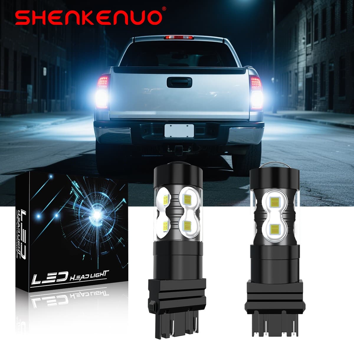 TEMU Set Of 2 White Led Backup Reverse Light Bulbs For Sierra 1500 Models From 1999 To 2013, Compatible With 3156 And 3157 Sizes, Without Battery