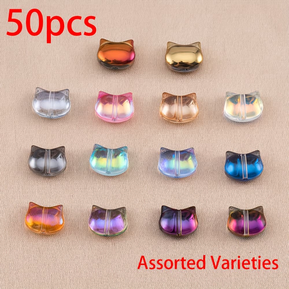 TEMU 50pcs Color Random Fashion Illusion Kitten Head Through Hole Beads Artificial Crystal Beads Bulk Beads For Necklace Bracelet Jewelry Homemade Decorative Beads Beads Additions