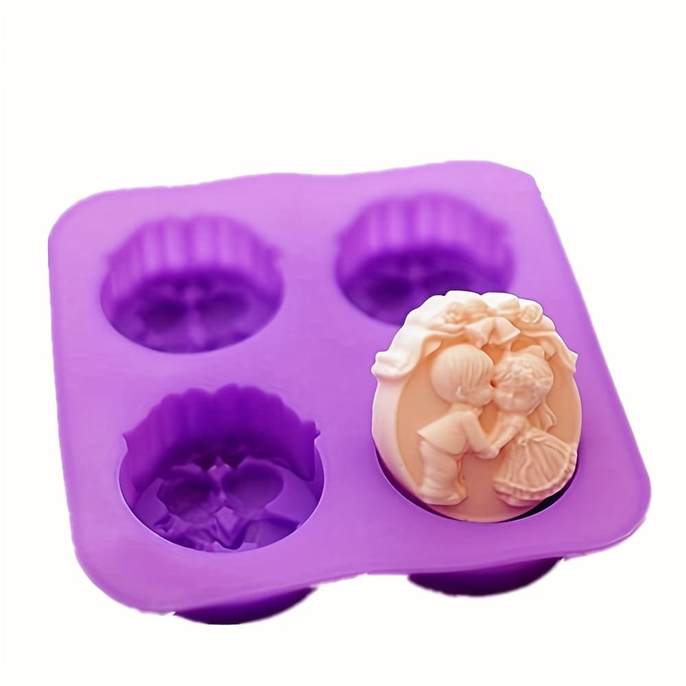 TEMU 1pc Wedding Theme Silicone Molds, 4 Cavities Shape Craft Art Silicone Soap Molds, Craft Resin Molds, Best Diy Molds For Gifts - Soap Making Supplies By Yscen(color Random)