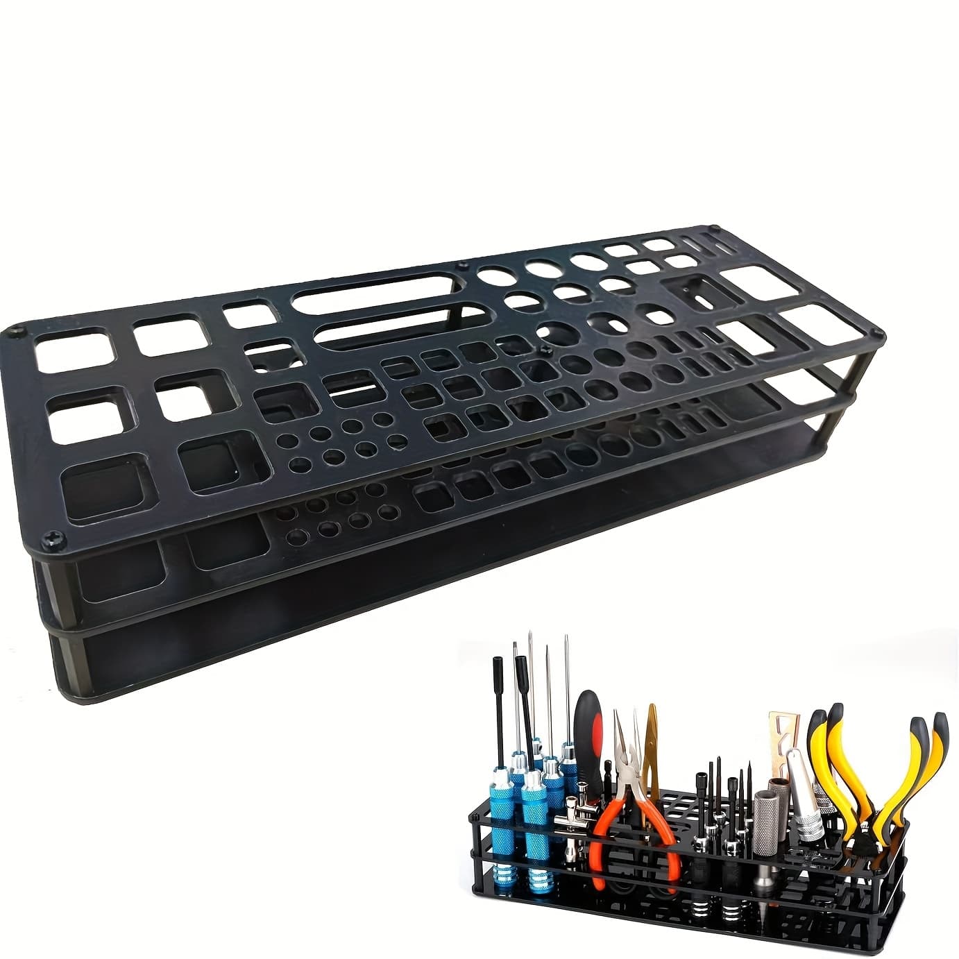 TEMU 63 Holes Screwdriver Storage Rack, Screwdriver Organizers, Portable Tool Box, For Workshop Tools Tray Screwdriver Tweezer Brushes Pens