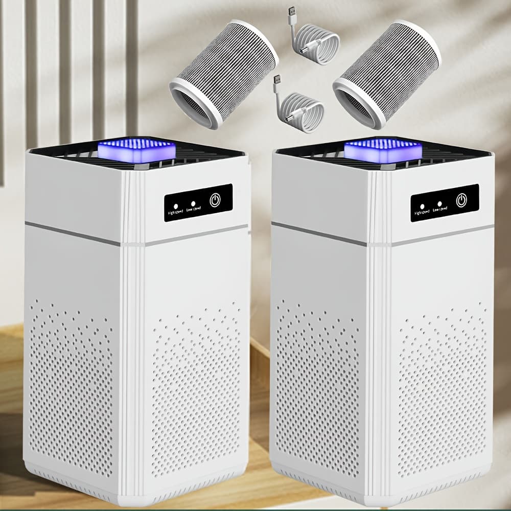 TEMU 2 Sets Large Room With Filters Usb Charging Cable, Remove Odors And Dust Air Purifiers For Home Bedroom Room Office