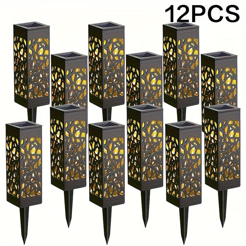 TEMU 6/12 Pack Solar Pathway Lights Outdoor, , Auto Dusk To Dawn - Solar Garden Lights For Yard Lawn Landscape, Warm White, Stake Ground Lights