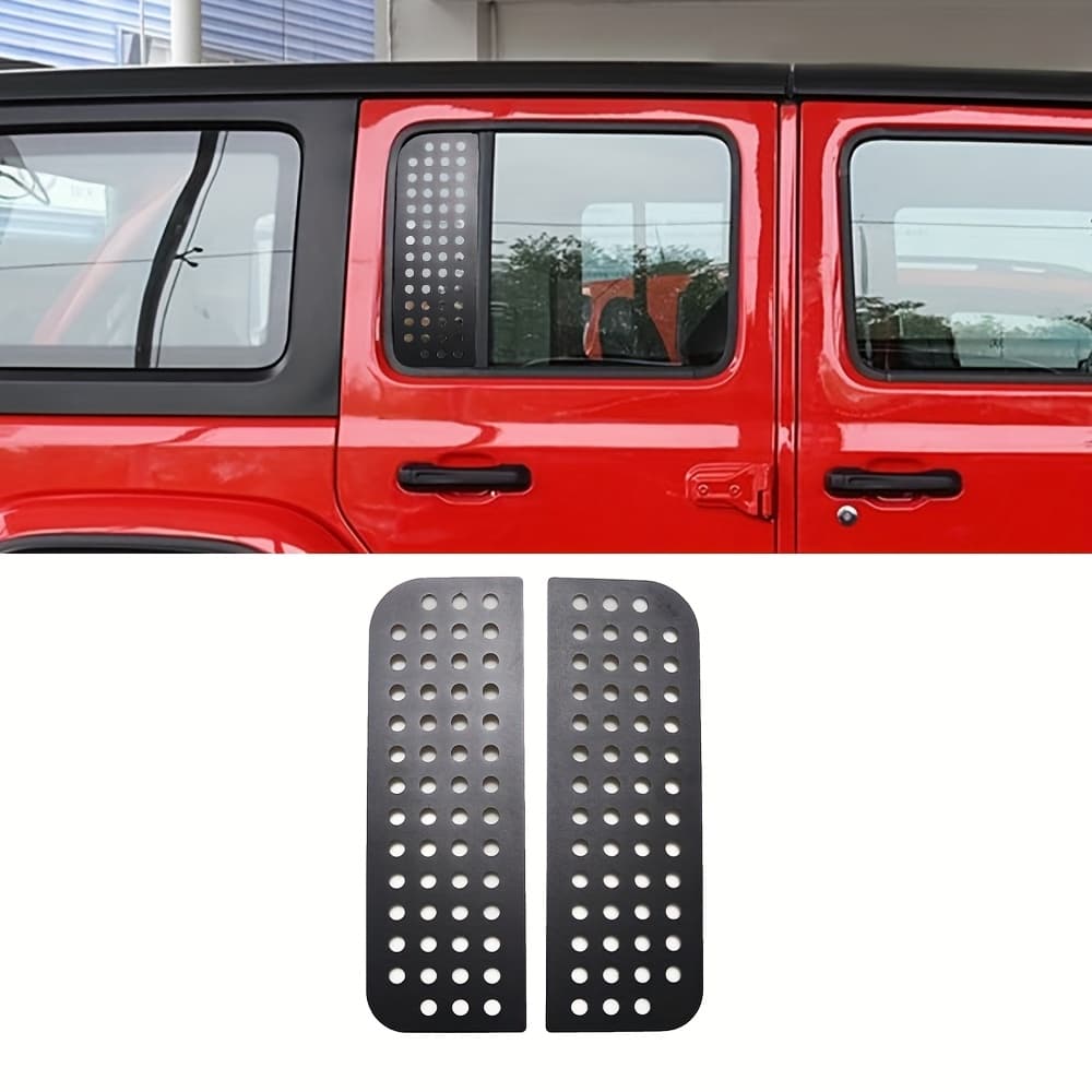 TEMU 2018-2021 For For Wrangler Jl () Aluminium Alloy Trim Panel For Small Rear Window- Black With Polished End, Without Drilling, 2 Packs
