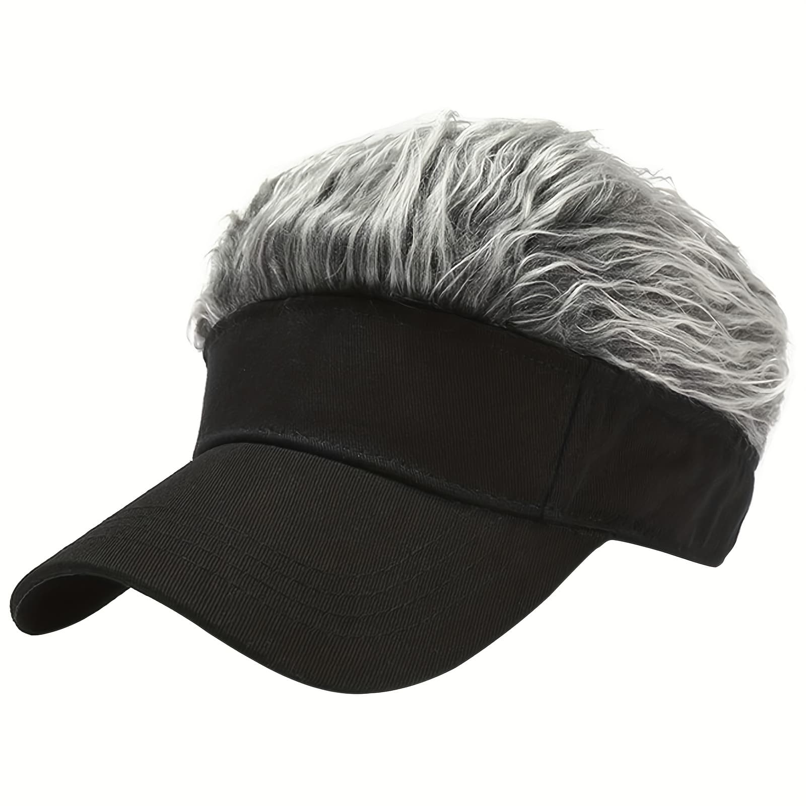 TEMU Men's Baseball Golf Hat Visor Wig Hat With Fake Outdoor Sports