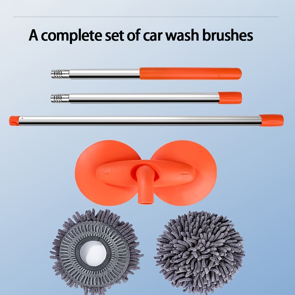 TEMU Adjustable Length Super Car Cleaning Kit With Replaceable Brush Head: Car Cleaning Mop In All Directions, Rotatable Ultra- Brush Head Mop - Shine !