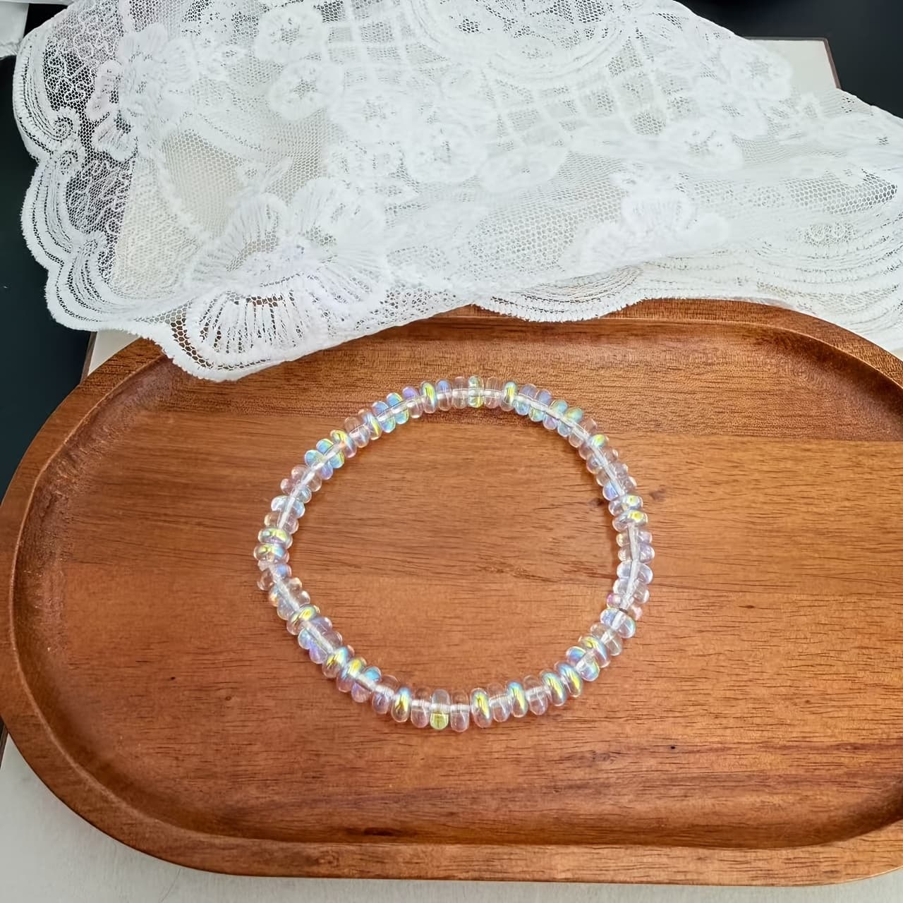 TEMU Colorful Elastic Beaded Bracelet Mood, Adjustable, Everyday Versatile Wear