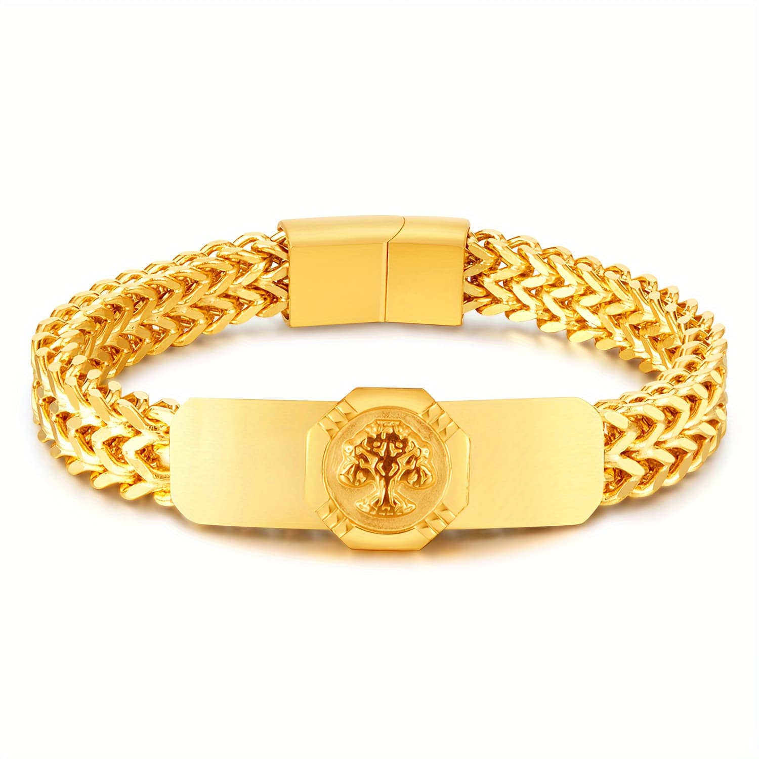 TEMU 1pc Men's Fashion Vintage 304l Stainless Steel Tree Of Life Magnetic Clasp Bangle Bangle Bracelet