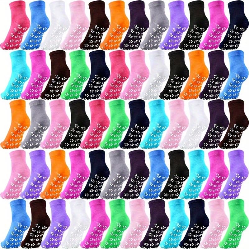 TEMU 45 Pairs Non-slip Socks, Socks, Yoga Socks For Women And Men, Slipper Socks With Grippers, Foot Pattern Skid-proof Socks For Hospital, Barre, Pilates, 15 Colors