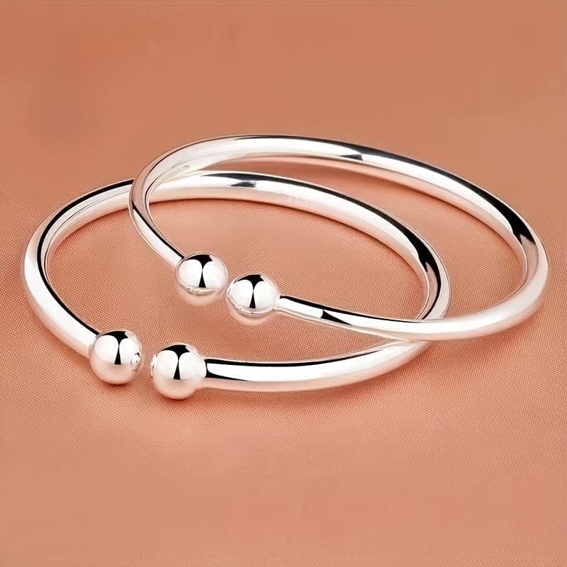 TEMU Two-piece - Round Ladies' Open Bracelet, Fashionable And Simple, Ladies' Jewelry, Suitable For Daily Wear And Gifting, Is For On Valentine's Day, Carnival, Ladies'