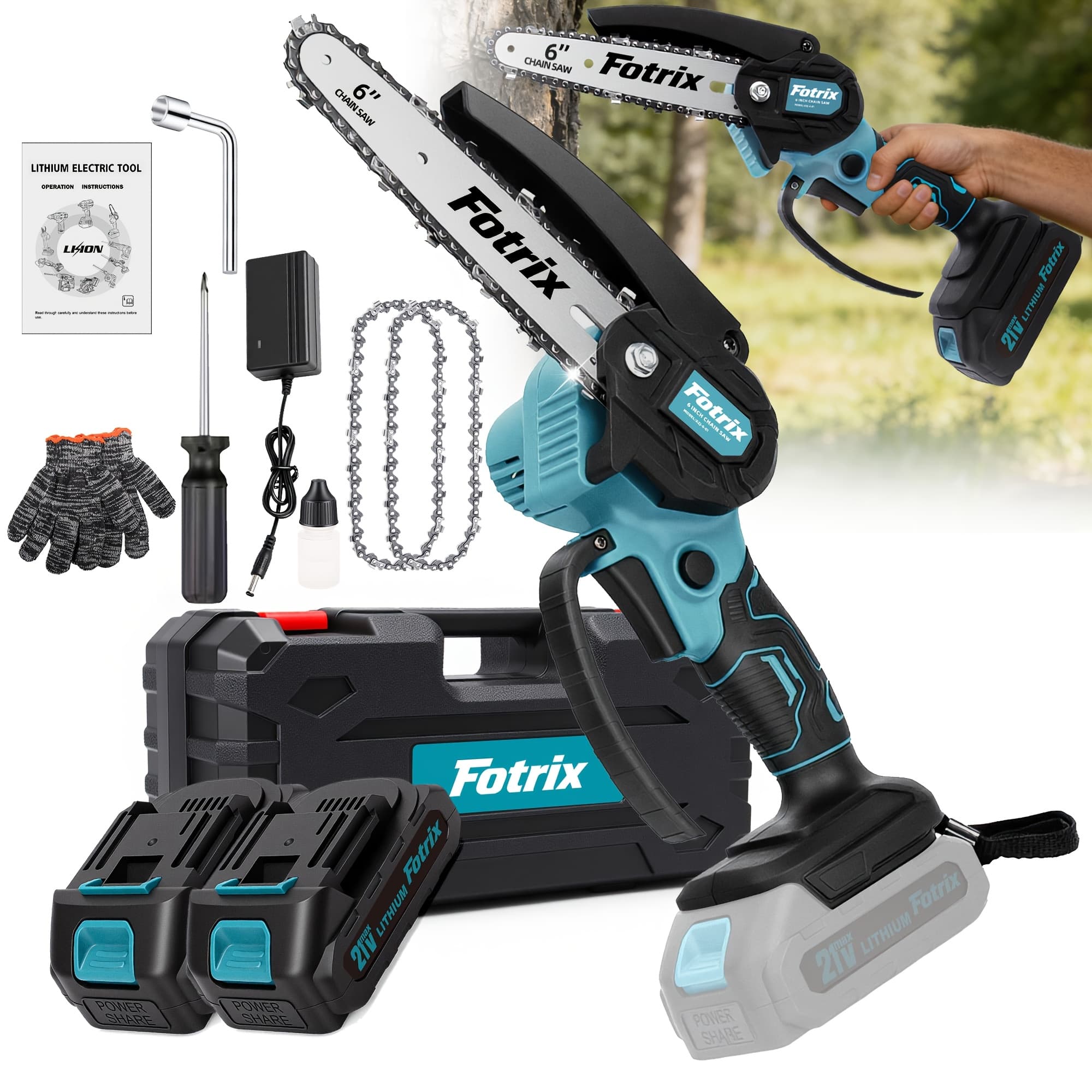 TEMU 6-inch Mini Cordless Chainsaw With Storage Case, Upgraded High-hardness Chain, Lightweight One-handed Electric Saw For Tree Trimming, Garden Pruning, Property & Practical Gift For Men