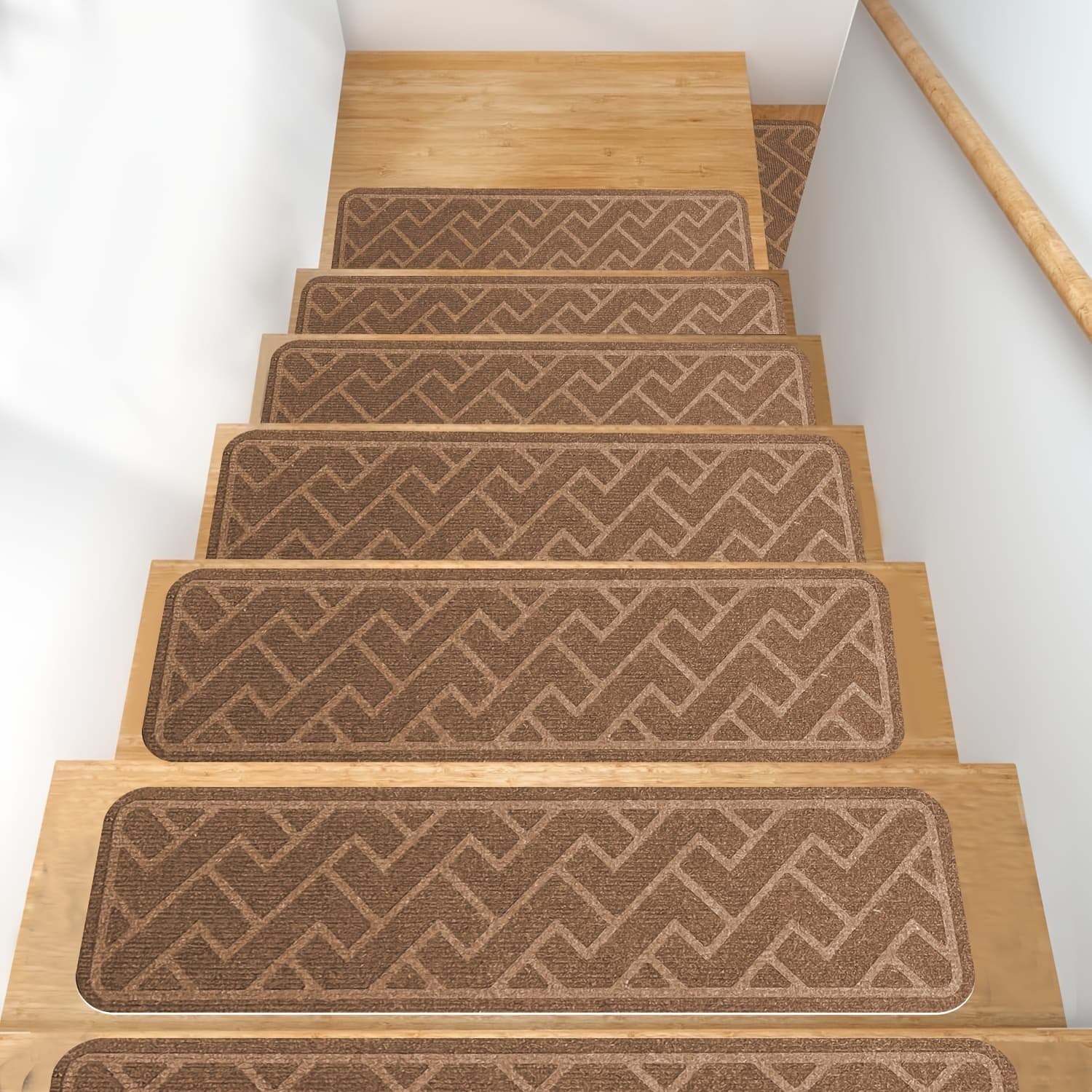 TEMU 15-pack Stair Treads Non Slip For Wooden Steps, 76x20cm/29.9x7.9inch Stair Runner Carpet Treads Indoor With Reusable Adhesive, Carpets Rugs Safety Mats For Elders, Dogs