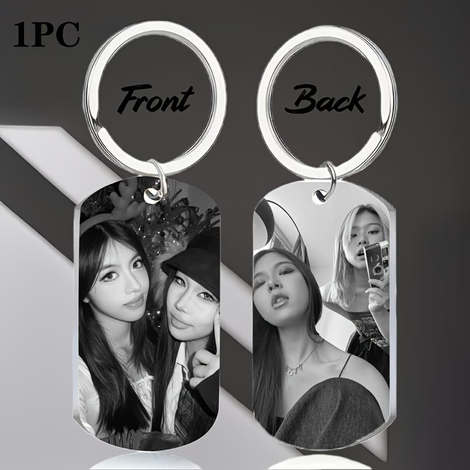 TEMU Personalized Customized Photo And Text Dog Tag Keychains, Stainless Steel Keychains For Men And Women, Romantic Design, Perfect Gifts For , , Parents, And Elders, , Durable Keychains