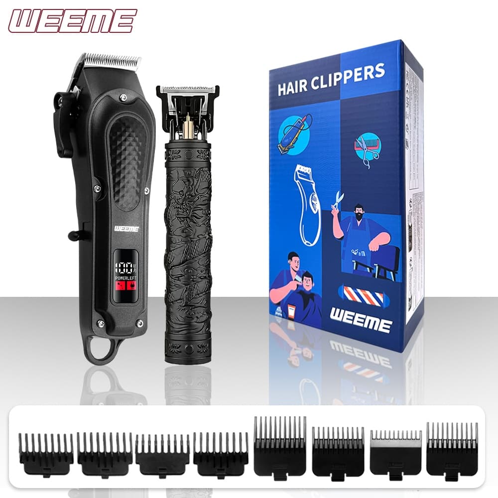 TEMU Weeme Tz806 Blue Grid 2 Piece Set, New Designed For Men, Repairs Facial Hair And Beards, Electric Hair Clipper 2 Piece Usb Charging, Perfect Trimming, Perfect Gift For Lover